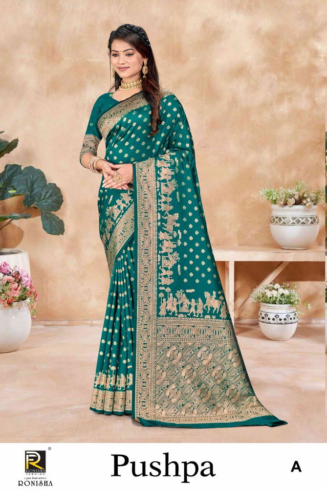 Pushpa By Ronisha Premium Designer Banarasi Silk Sarees Wholesale Price In Surat
